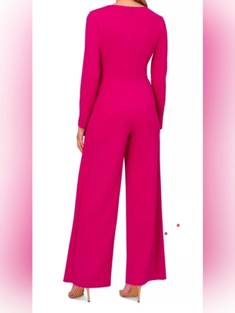 Adrianna Papell: Pink Long-Sleeve Jumpsuit with Front Bow - Picture 8 of 8